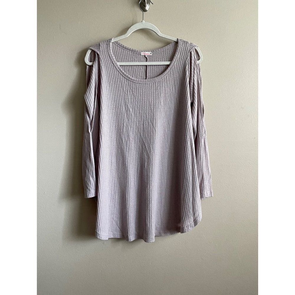 Revolve Maronie lilac purple cold shoulder waffle knit long sleeve shirt
